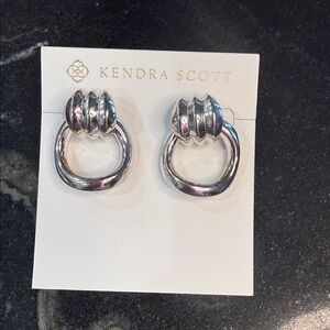 Kendra Scott Mikki Silver Open Frame Earrings Polished Statement